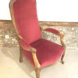 Voltaire red velvet armchair