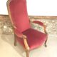Voltaire red velvet armchair