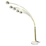 Danish Arc Floor Lamp by Bilka Brass Marble, 1970s