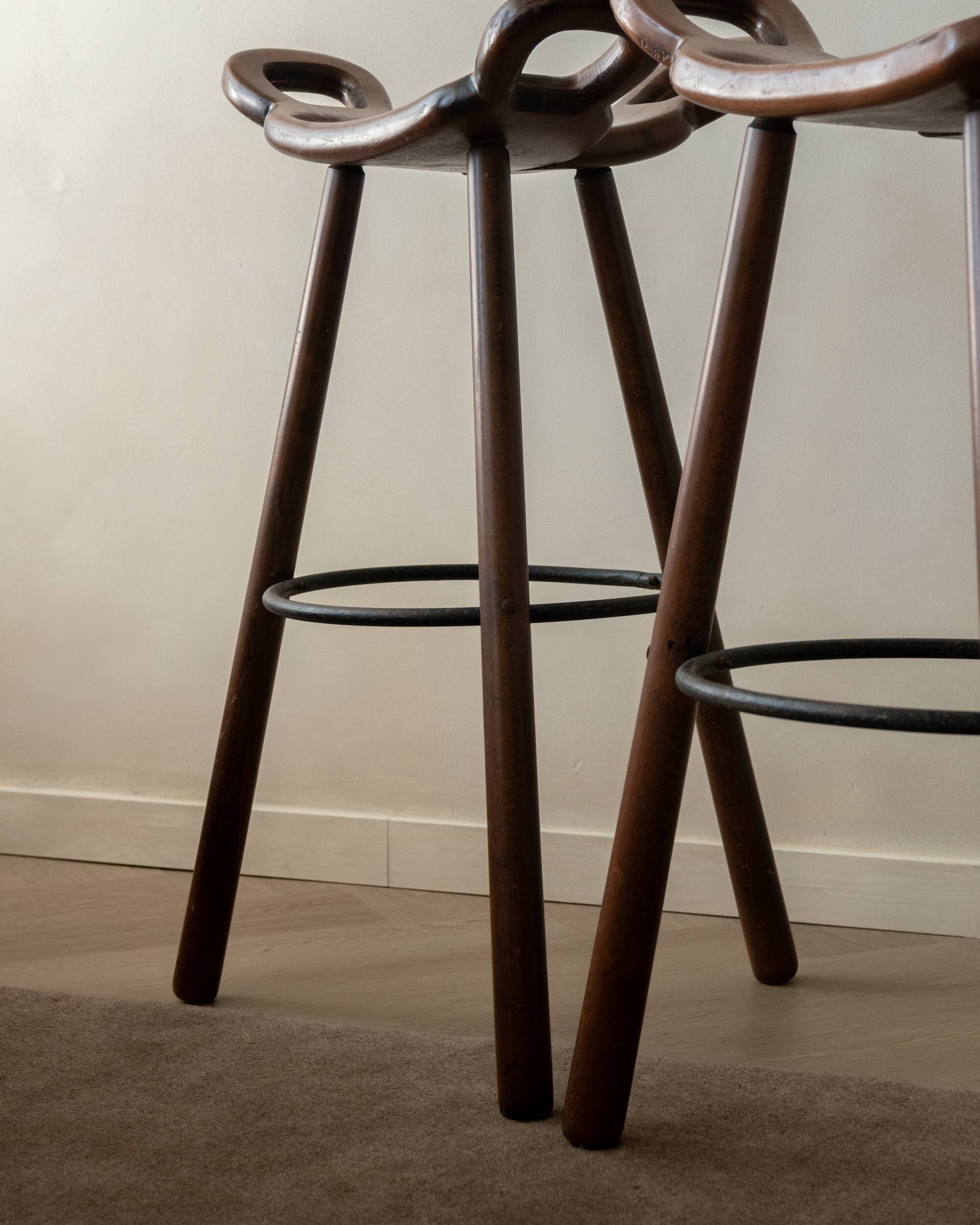 Vintage Spanish Brutalist Marbella Bar Stools by Confonorm, 1970s, Set of 3
