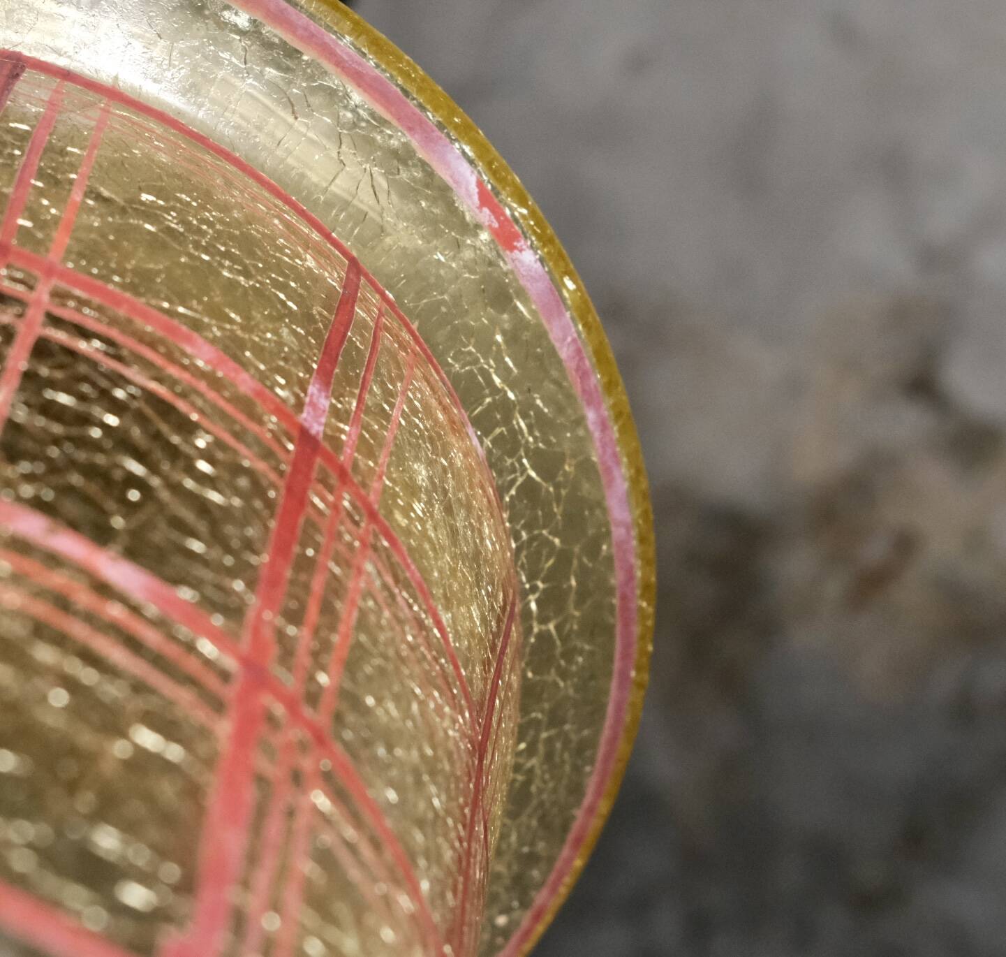 Mid-century crackle glass lantern with checkered pattern, France