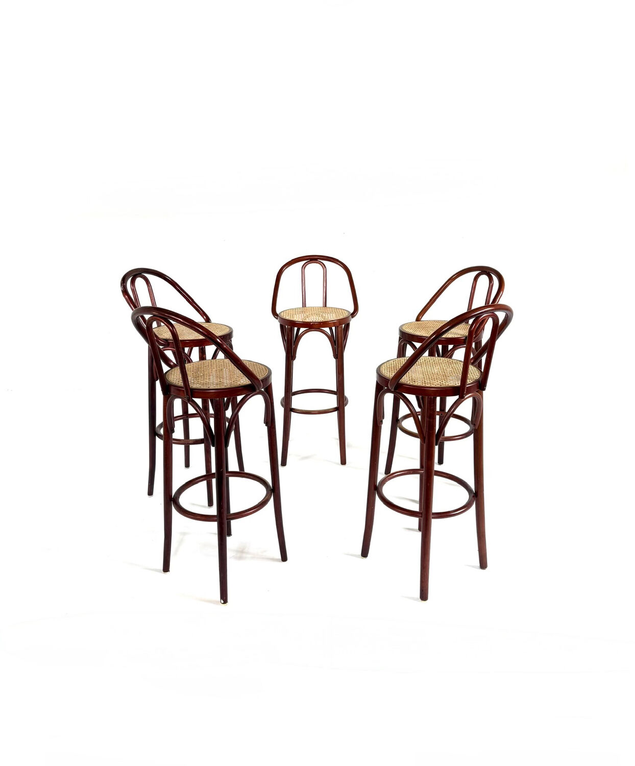 5x vintage rattan barstool, style Thonet ‘60