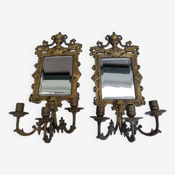 Bronze candle holder mirror sconces