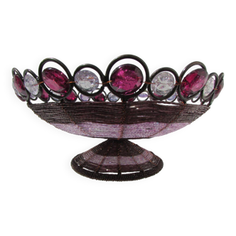 Fruit basket, bread, festive, in metal braided with pearls