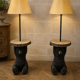 Important pair of floor lamps depicting black bears.
