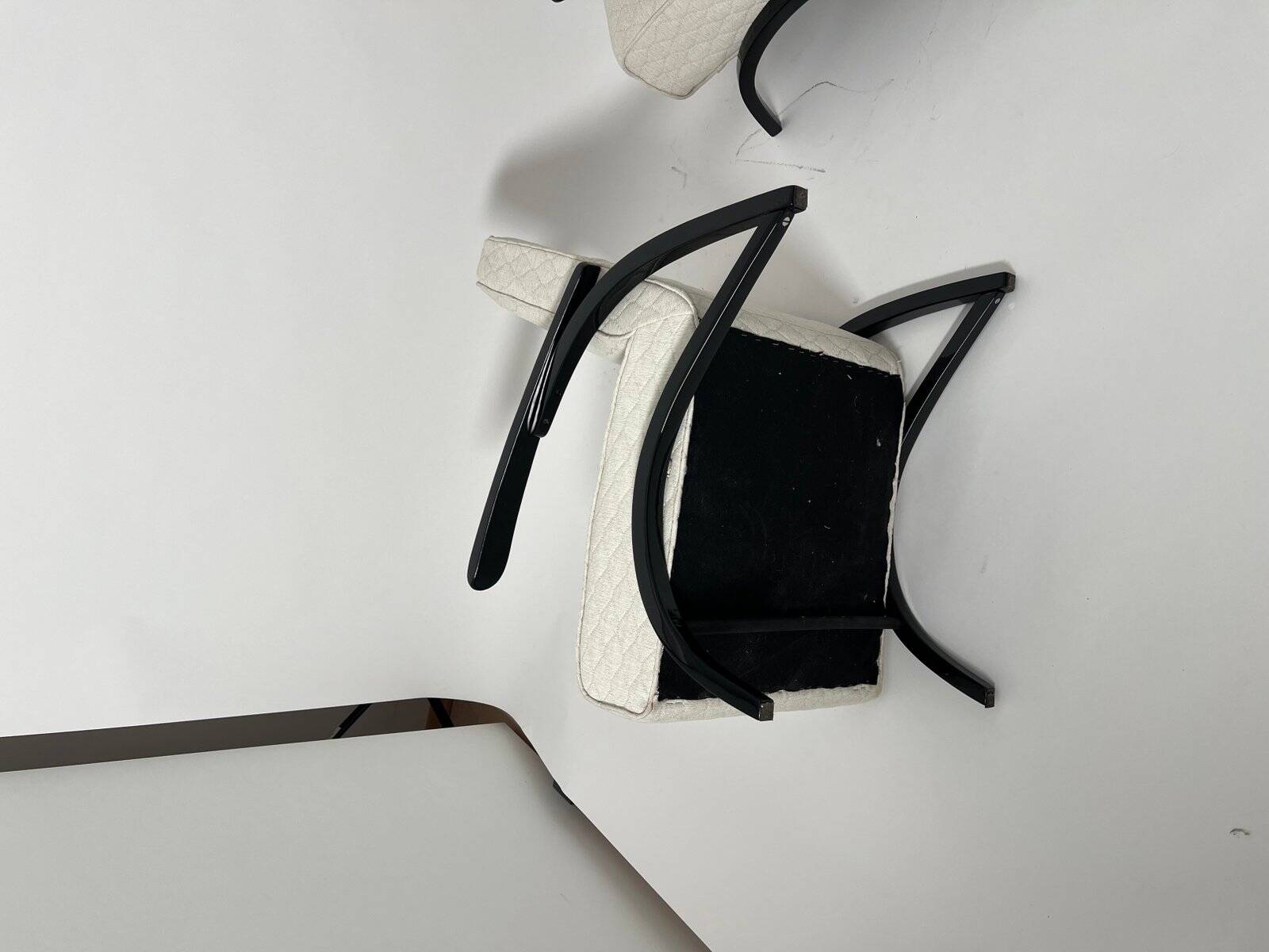 Set of Czechian Art Deco Black Laquered Lounge Chairs attributed to J. Halabala for Up Závody, 1930s