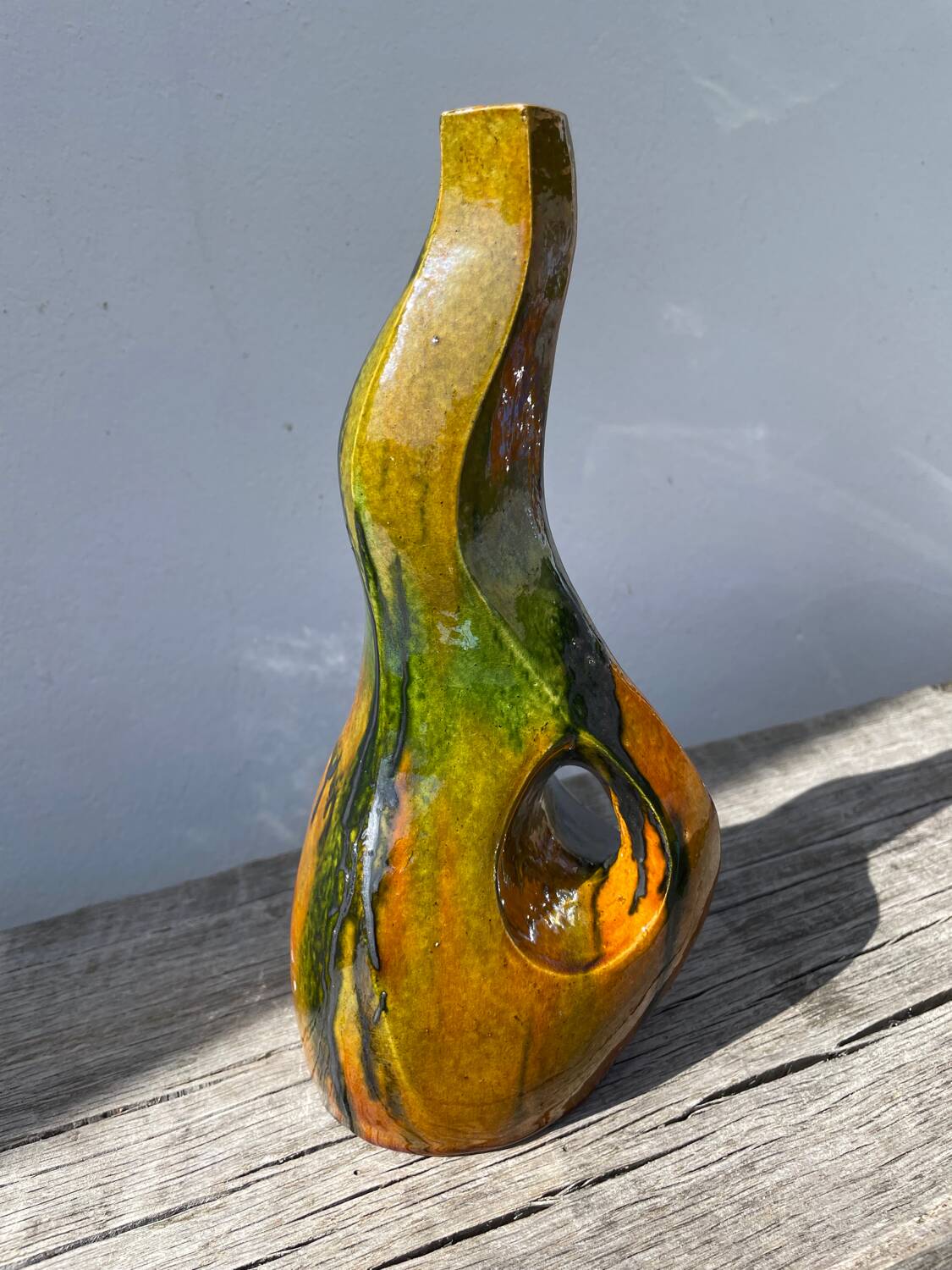 Vintage ceramic vase with drips