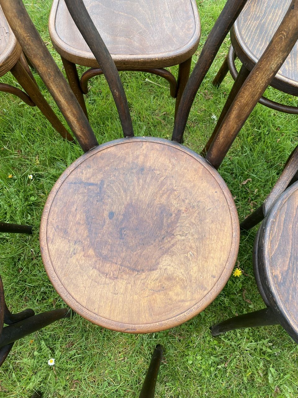 Set of 8 mismatched bistro chairs