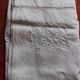 Antique linen sheet Floral monograms M R