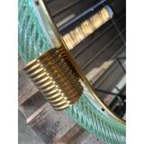 Murano glass wall mirror "Torgiglione-Torchon" round Venetian green