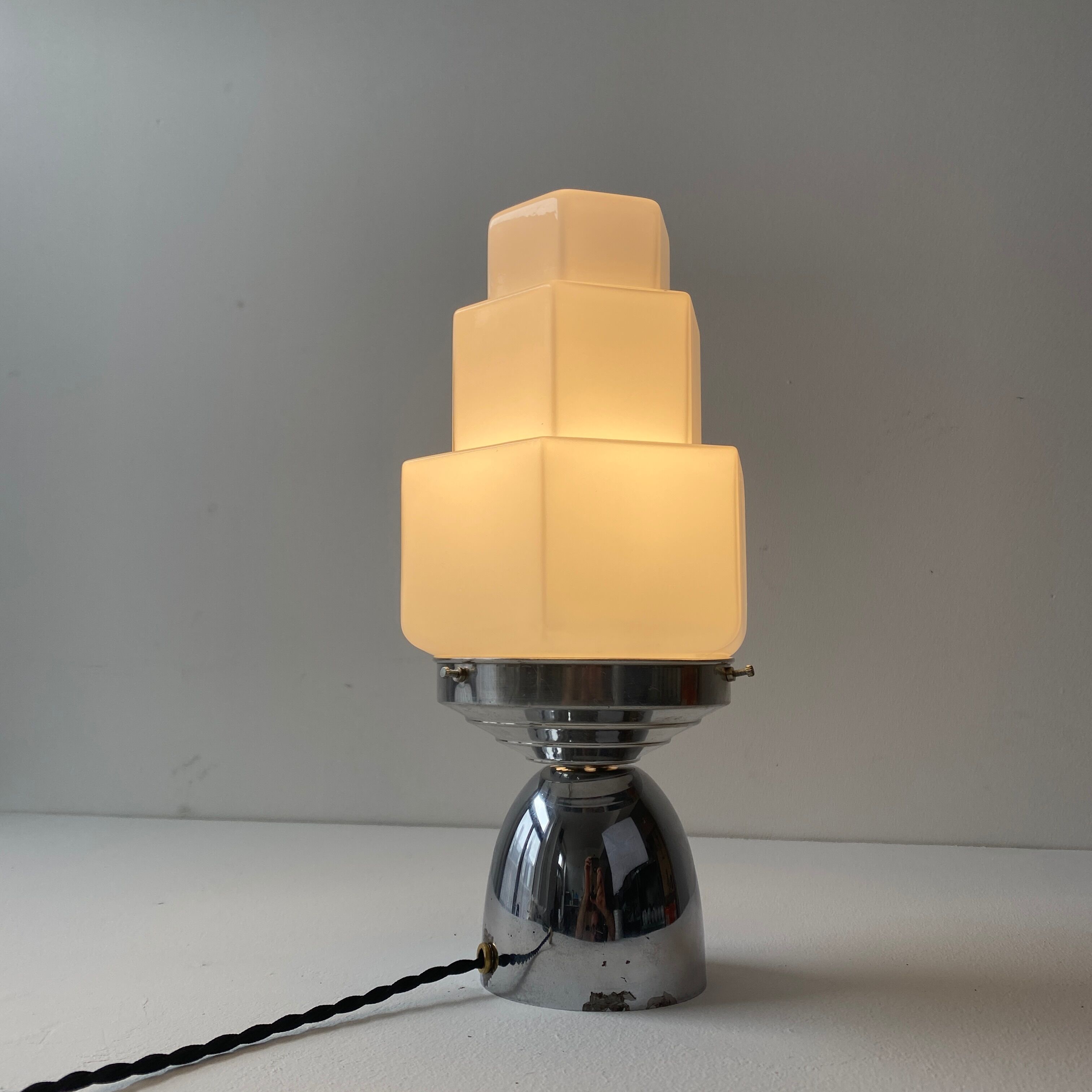 Vintage opaline skyscraper table lamp