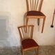 Pair of vintage bistro chairs 1960's blond wood and skaï