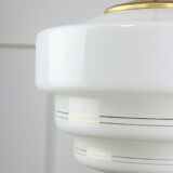 Mid-century Cascade Brass and Opaline Pendant Lamp