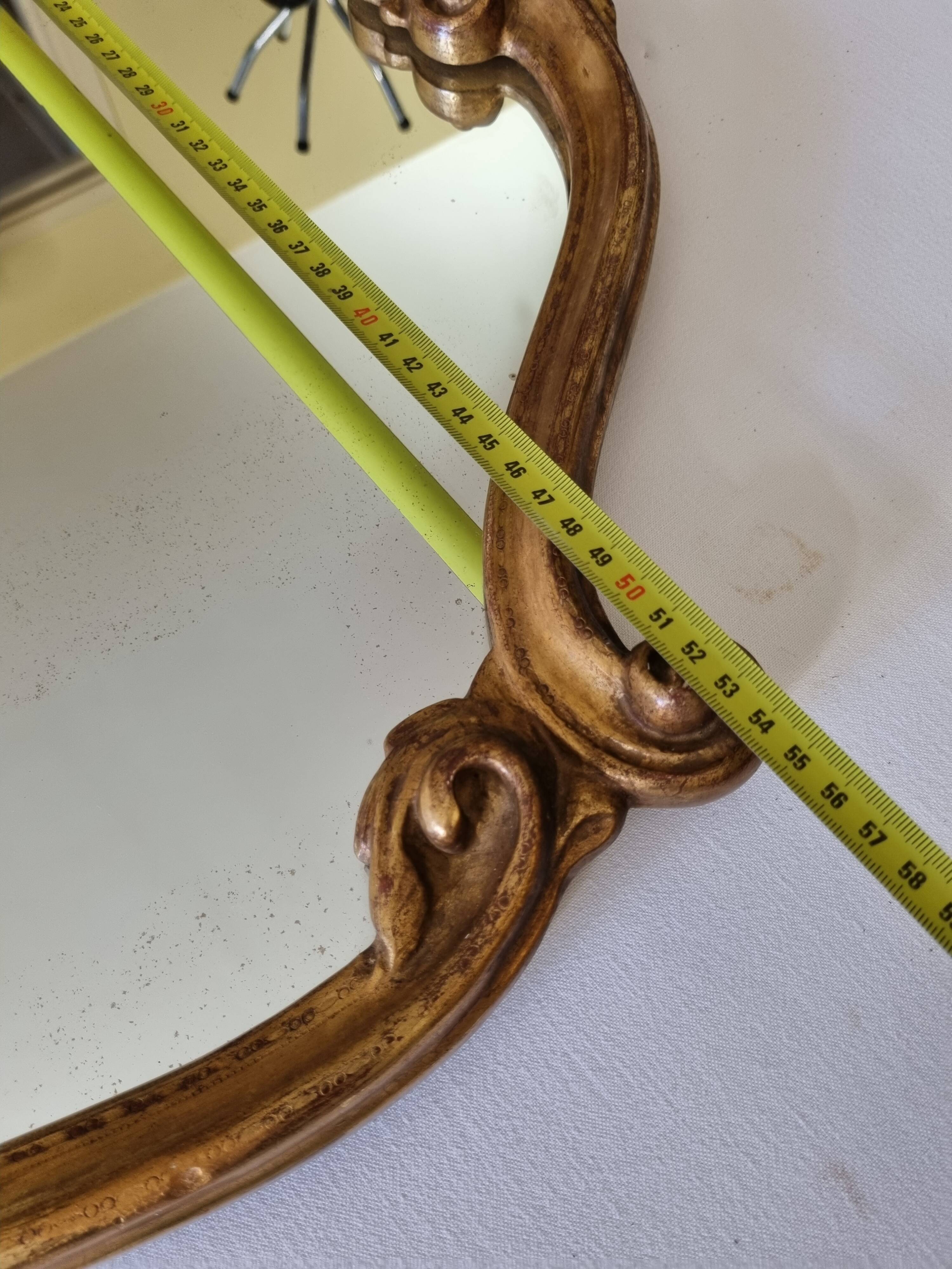 Vintage rocaille style mirror in stucco and wood 80 cm