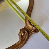 Vintage rocaille style mirror in stucco and wood 80 cm