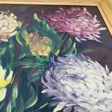 Tableau nature morte bouquet de fleurs, cadre doré