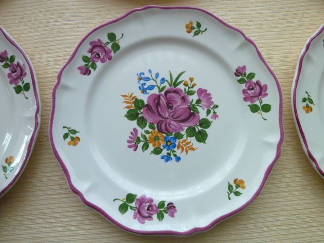 Set of 6 Dessert Plates in Earthenware of St Amand 1713 Model Old Strasbourg