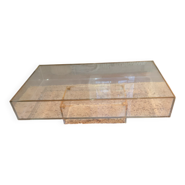 Plexiglass and glass coffee table