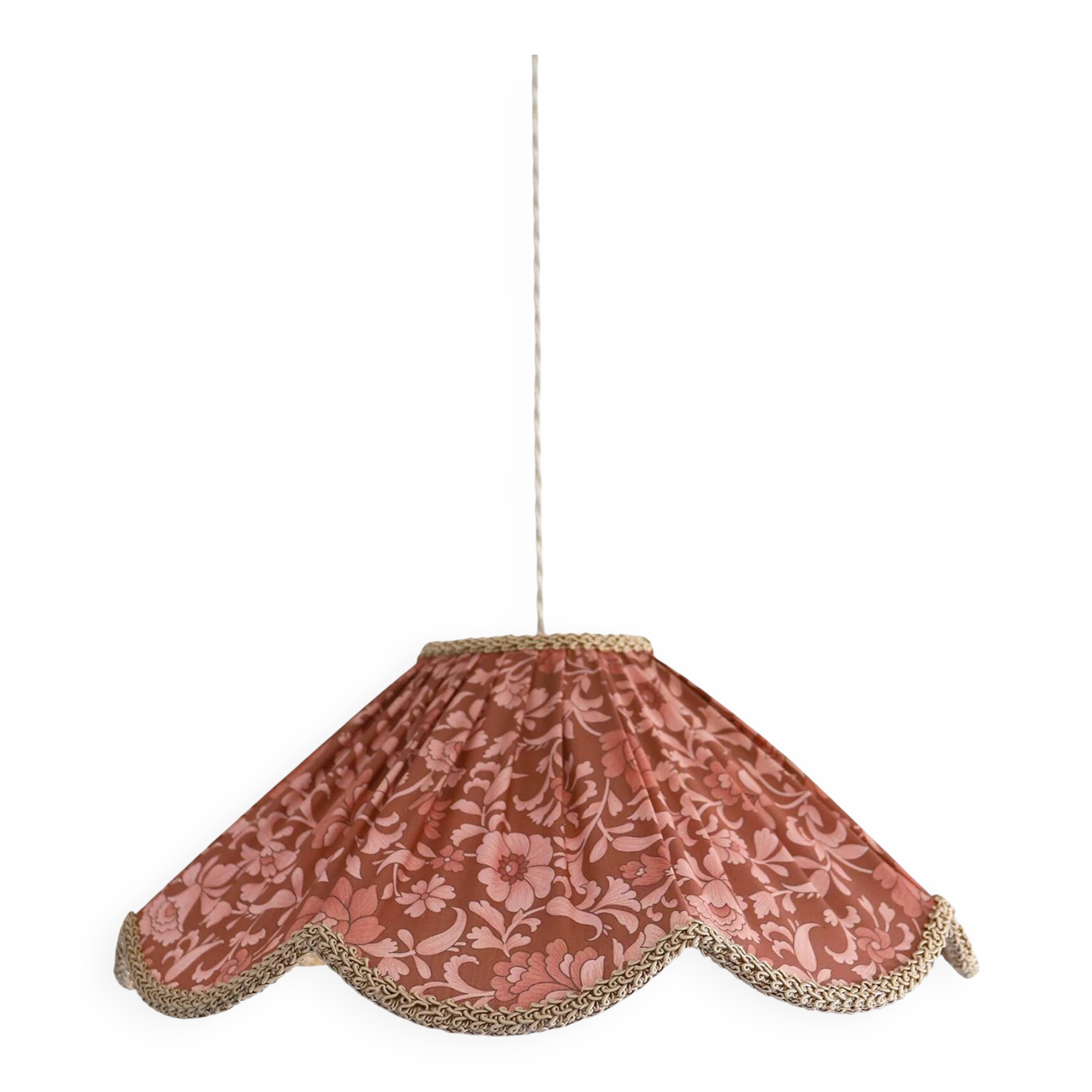 Suspension with printed floral design Françoise "auburn flowers"