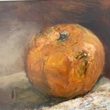 Vintage Still life with Pumkin oil Painting on Canvas signed