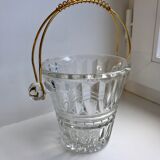 Glass and gold metal ice bucket 60s-70s