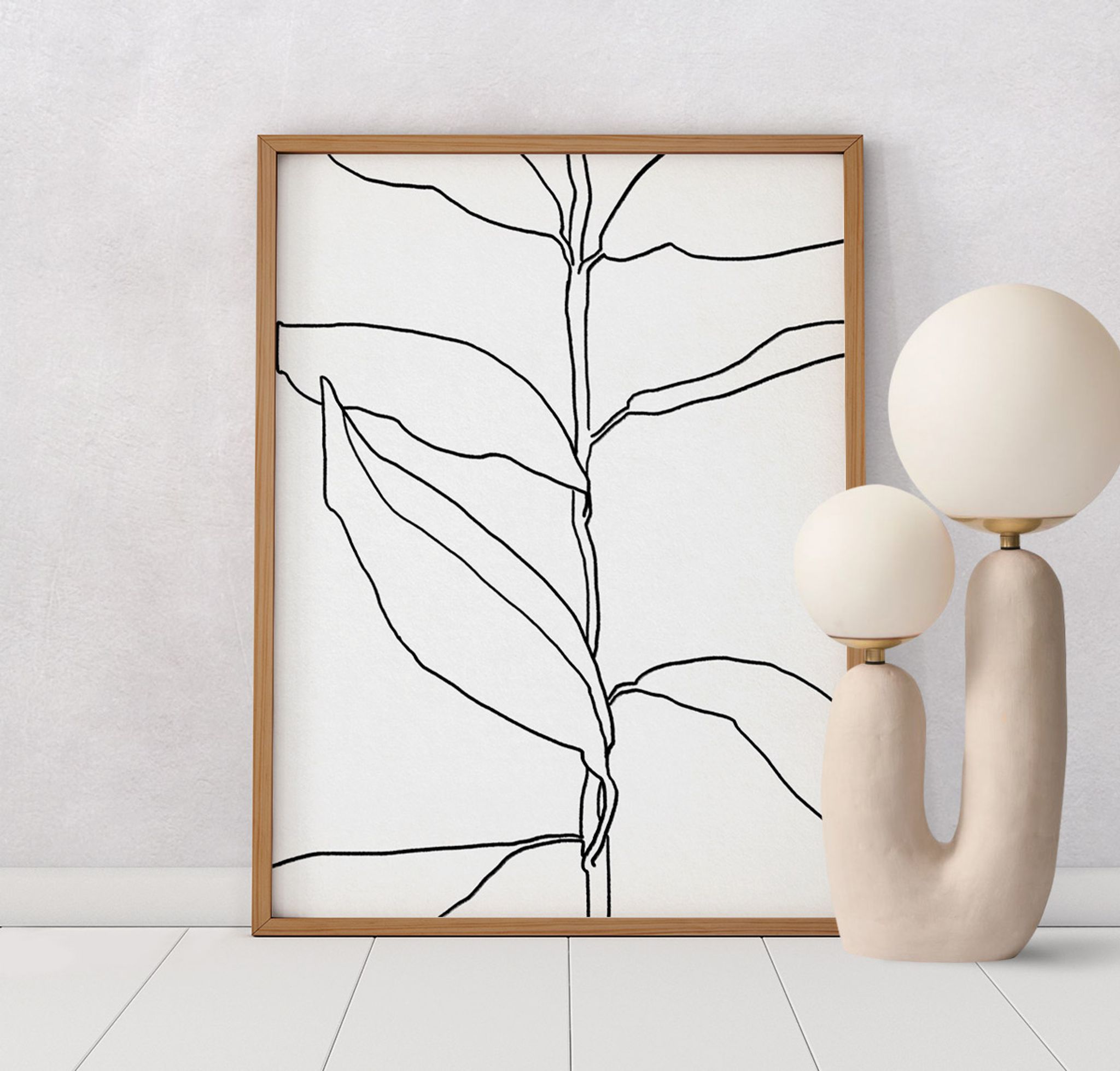 Botanical illustration black lines 50x70cm