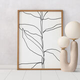 Botanical illustration black lines 50x70cm