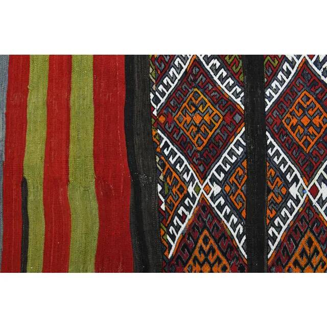 1970s Vintage Turkish Oushak Handmade Wool Cotton Orange Runner Rug 136x327