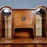 Superb library buffet with two bodies Louis XVI style in marquetry circa 1880