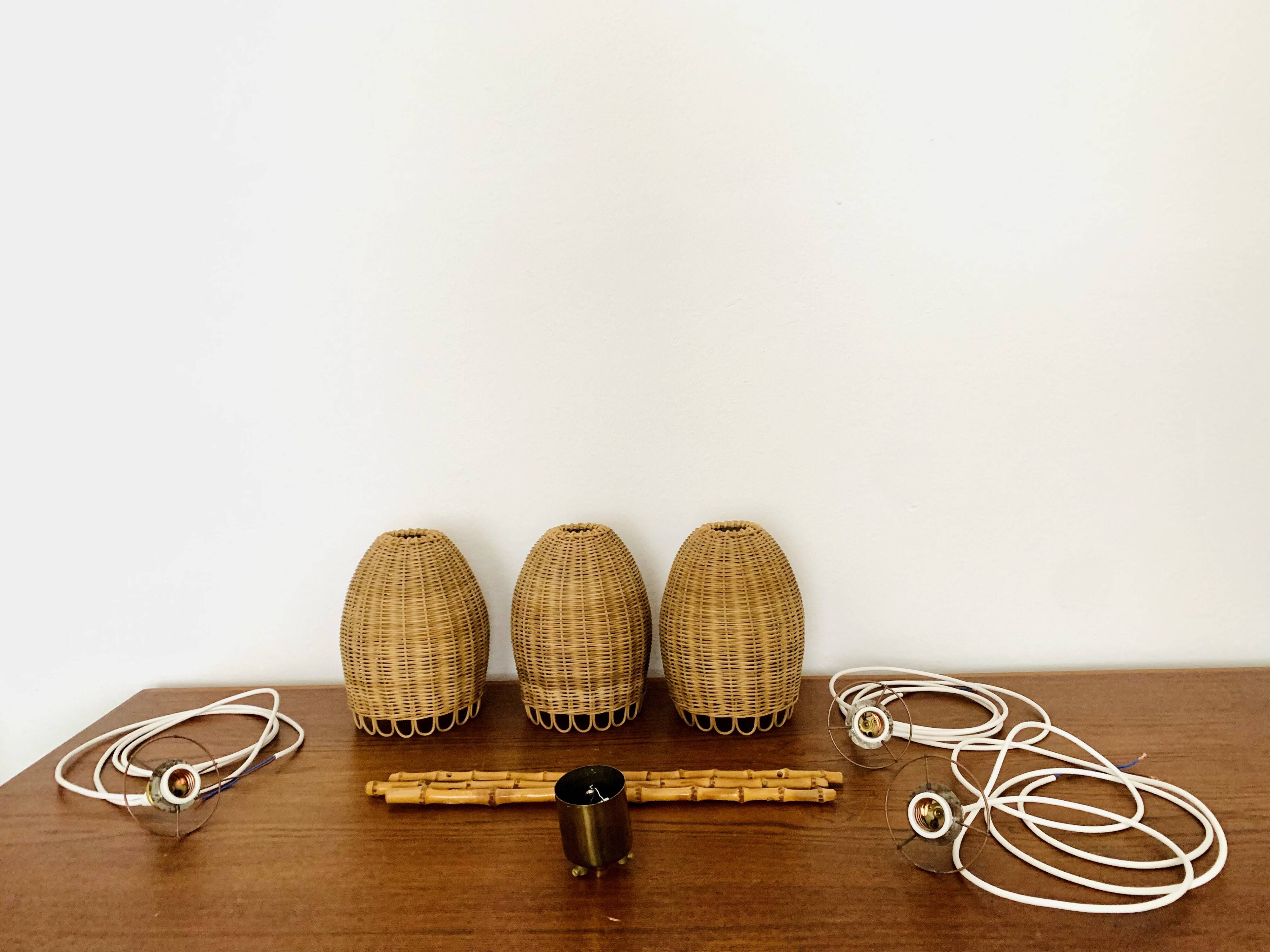 Wicker and Bamboo cascading lamp