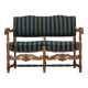 1960s, Danish 2 seater sofa, original condition, furniture wool fabric, solid oak wood.