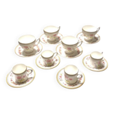 Vintage Coalport Persian Flower Tea Set: Bone China Demitasse & Tea Cups