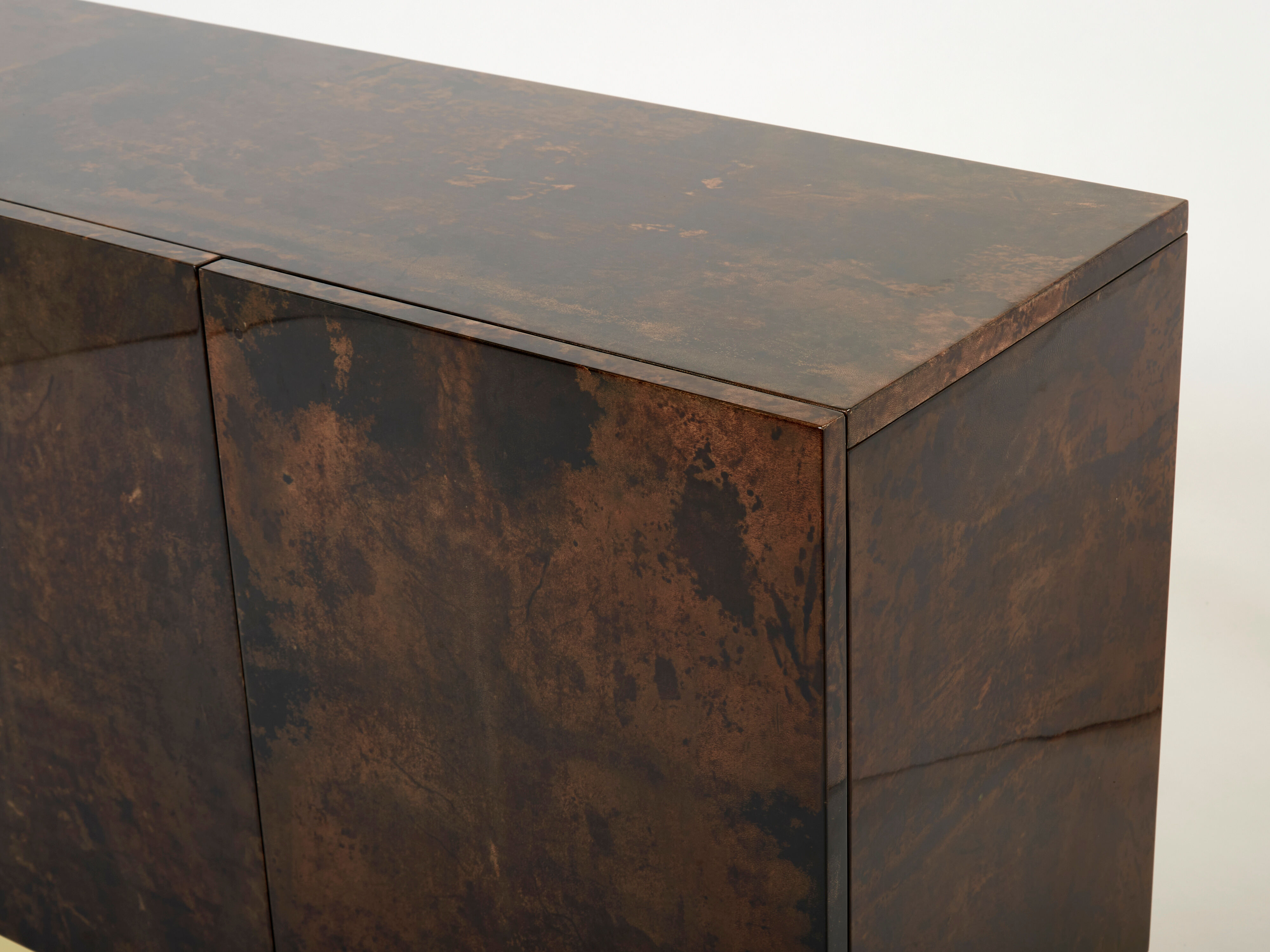 Aldo Tura sideboard in brown parchment and brass 1960