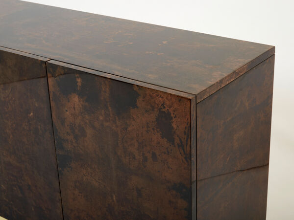 Enfilade Aldo Tura en parchemin marron et laiton 1960