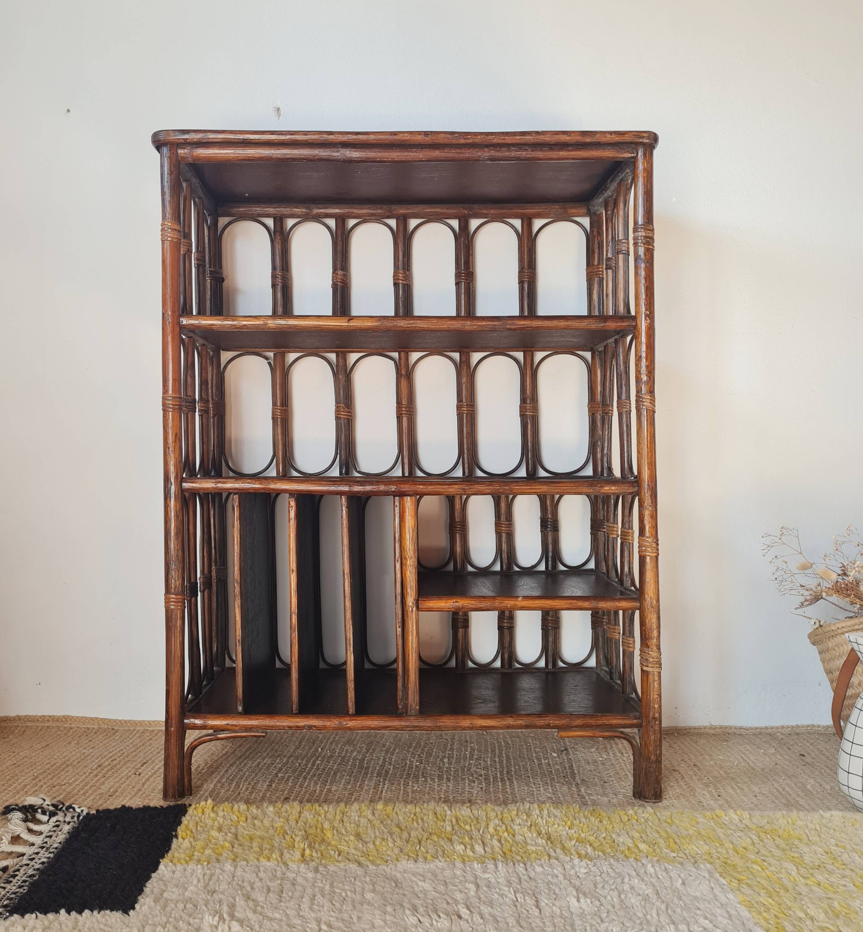 Rattan bookshelf shelf