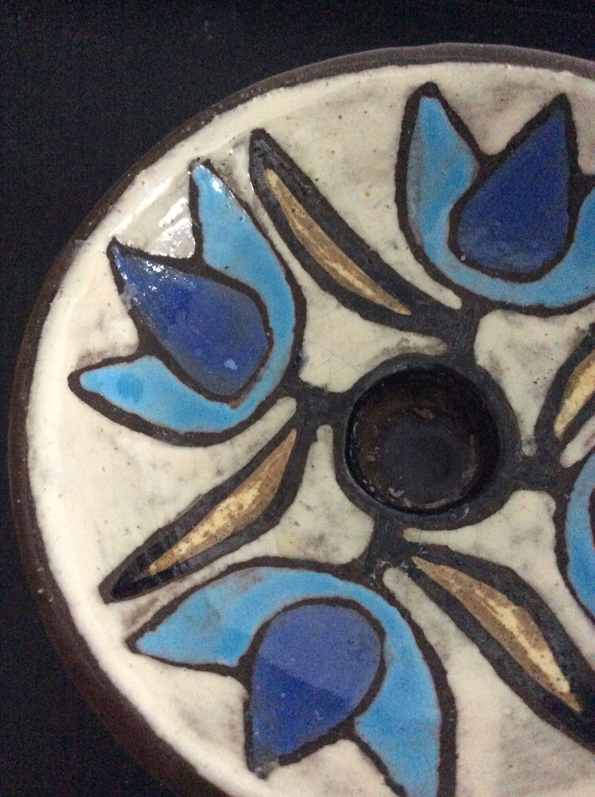 Vintage ceramic candle holder signed Yvette Manoy