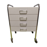 Medical trolley stainless steel, white lacquered 4 drawers