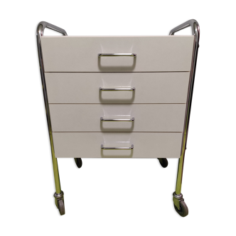 Medical trolley stainless steel, white lacquered 4 drawers