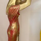 Lampe torchère statue égyptienne rouge