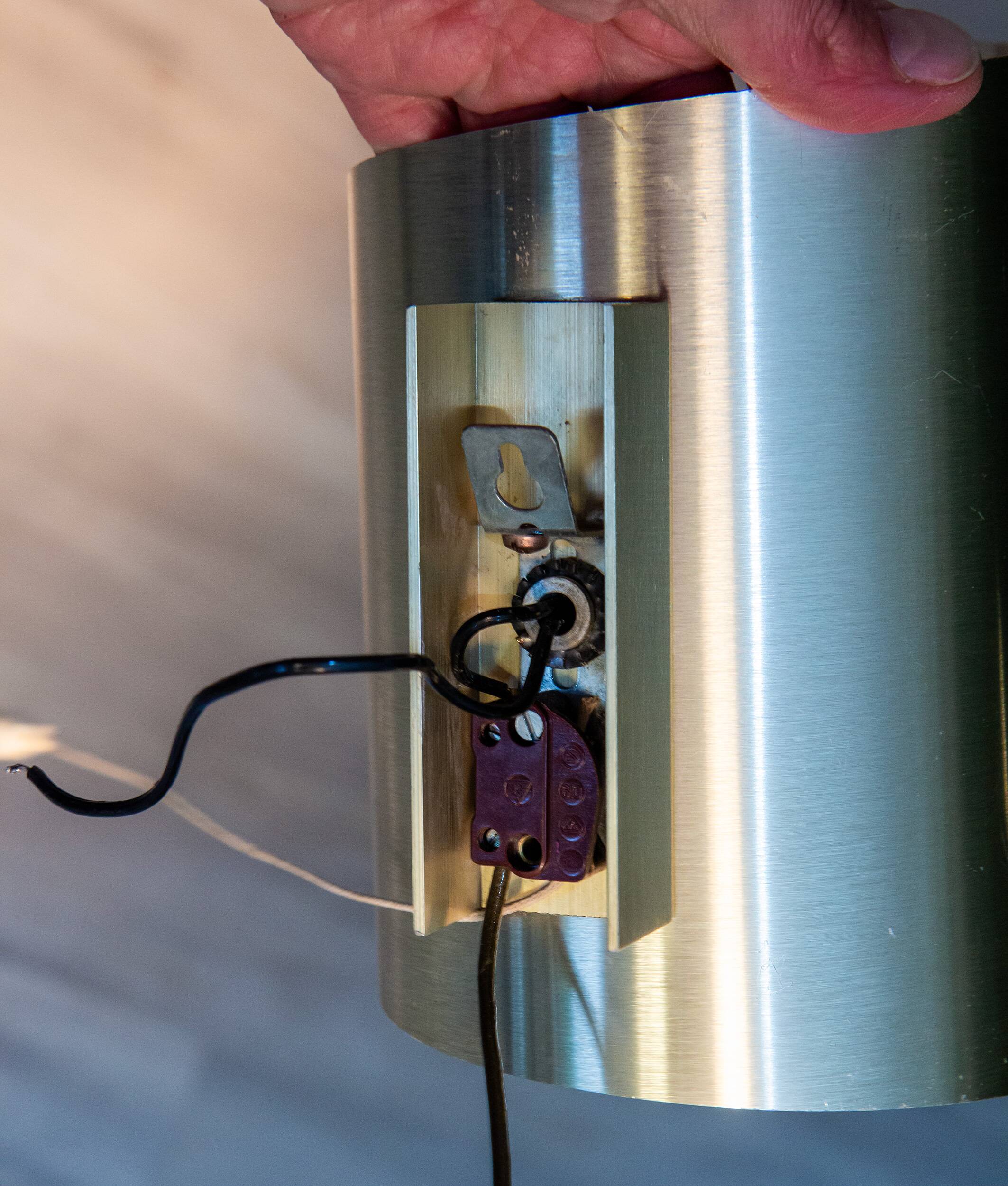 Brushed aluminum wall light, space age 70