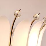 Grand chandelier Rupert Nikoll 27" mid-century brass with leaves, Austria, 1950.