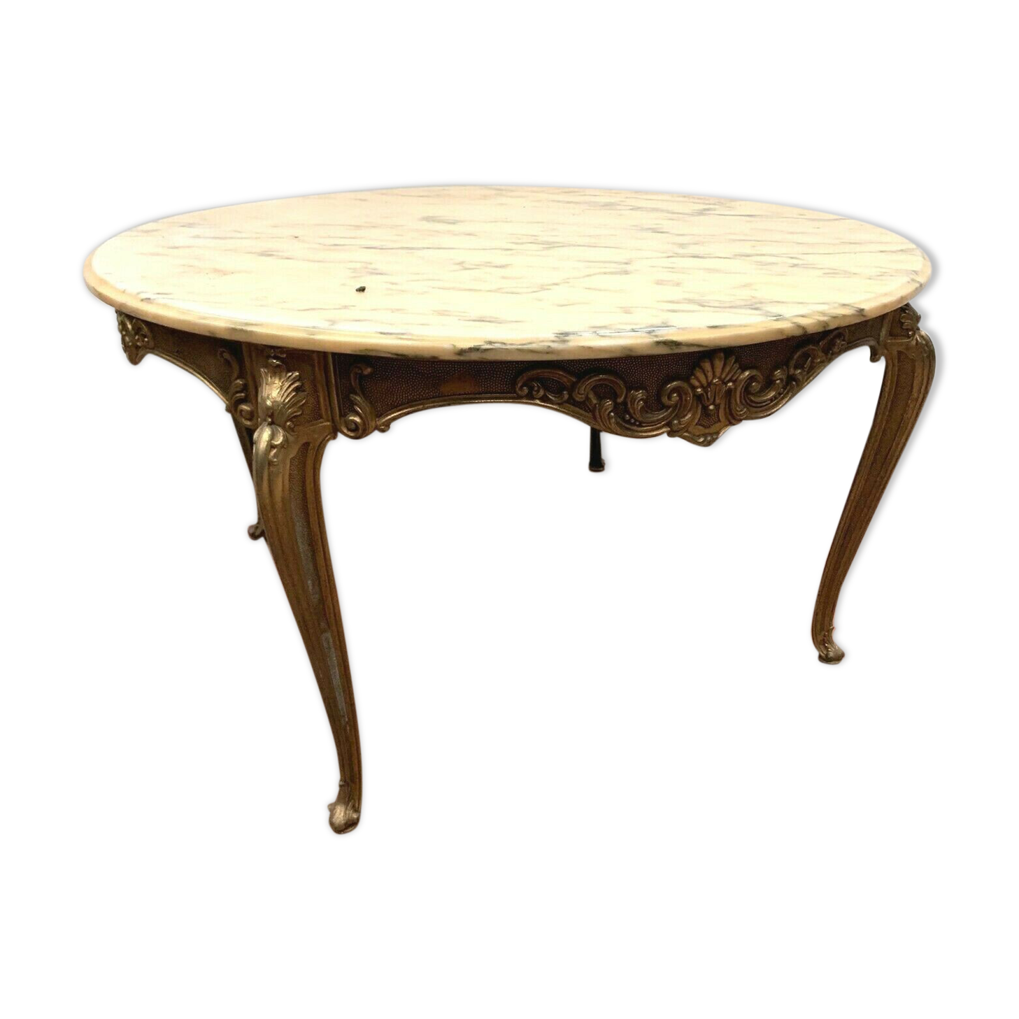 Table basse en bronze et plateau de marbre Style Louis XV XX siècle