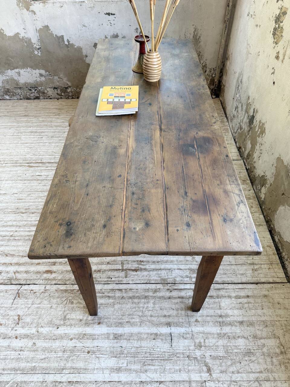 1950s oak farmhouse table with spindle legs
