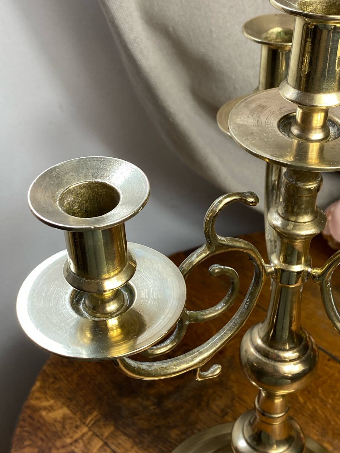 Candlestick, four-light brass candelabra