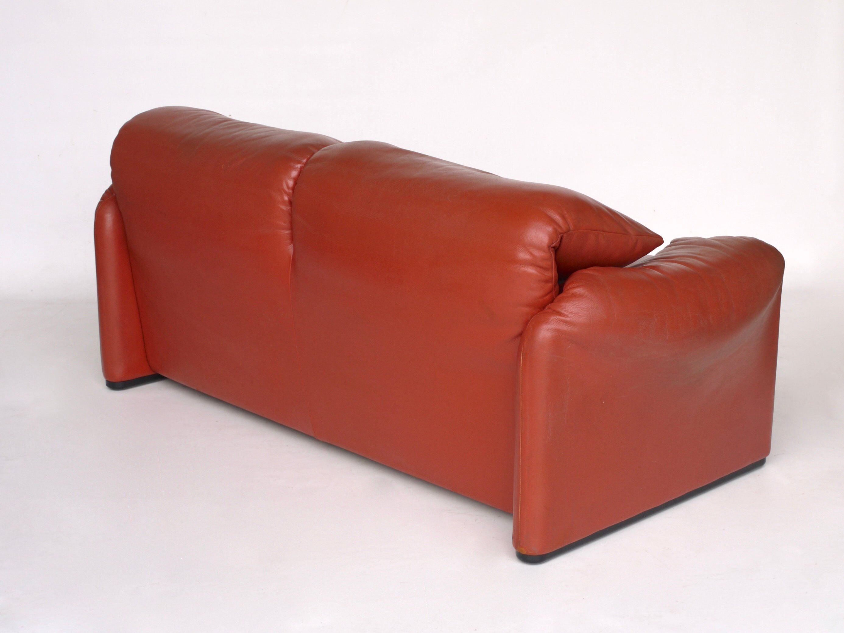 Italian Maralunga Leather Sofa by Vico Magistretti for Cassina