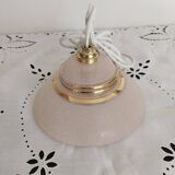 Suspension in pink and gold granite glass, portable lamp