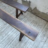 Pair of benches in walnut and solid oak 230 cm
