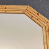 87 x 72 - Large octagonal bamboo rattan wood mirror
