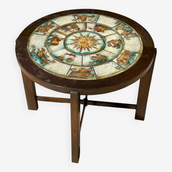Table basse avec céramique, les signes du zodiaque