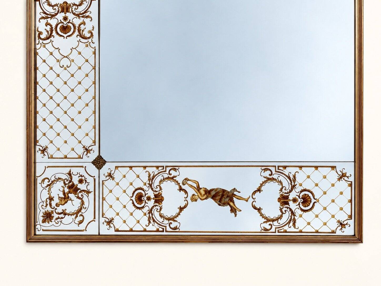 Brasserie Mirror – Art Nouveau Style – Églomisé Glass – Gilded Wood